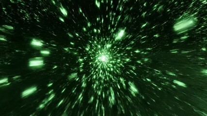 Illuminated abstract lattice structure of glowing neon green lines swiftly generating and dissolving on a pure black surface electronic, high tech, flow