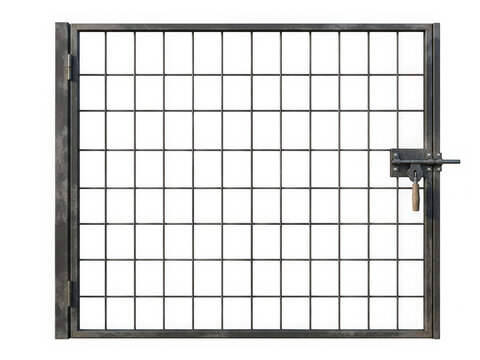 Metal grille gate with secure latch mechanism