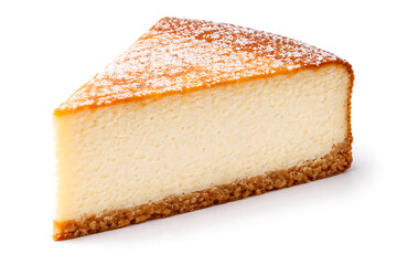 Sernik Polish cheesecake, clean cut, white background
