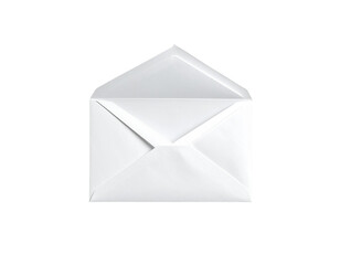 Front View White Envelope with Open Flap, Isolated on Transparent Background