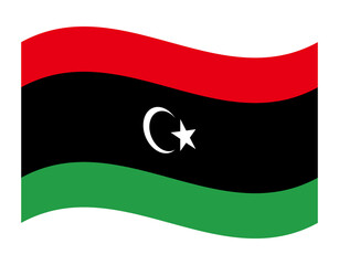 Waving flag of libya libyan national flag flying in wind isolated on transparent background