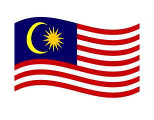 Waving flag of malaysia country with transparent background for graphic display