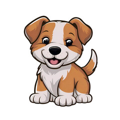 Fototapeta premium Happy Cartoon Puppy with Floppy Ears