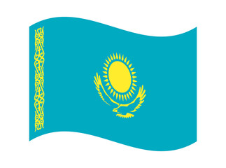 Kazakhstan flag waving on transparent background official colors national symbol