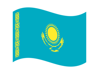 Kazakhstan flag waving on transparent background official colors national symbol