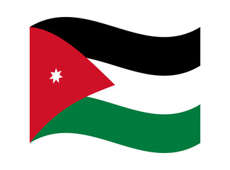 Waving flag of Jordan isolated on transparent background official colors national symbol