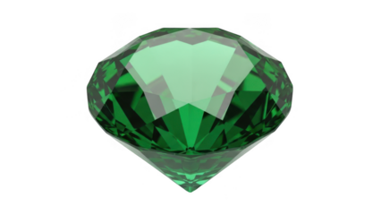 Emerald gemstone close-up isolated on transparent background