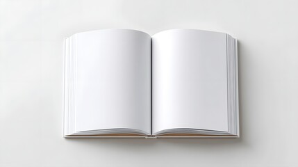 A minimalist presentation of an open book with entirely blank white pages on a neutral surface ideal for design templates writing or educational purposes