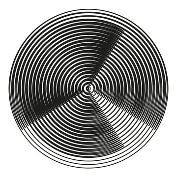 Radial circle icon. Sonar target symbol. Round fan Vector. Segment wheel chart.