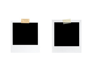 Front View Polaroid Frame with Tape, Transparent Background 