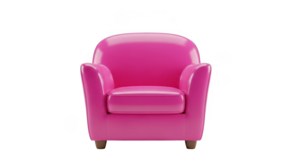 Bright pink armchair isolated on transparent background