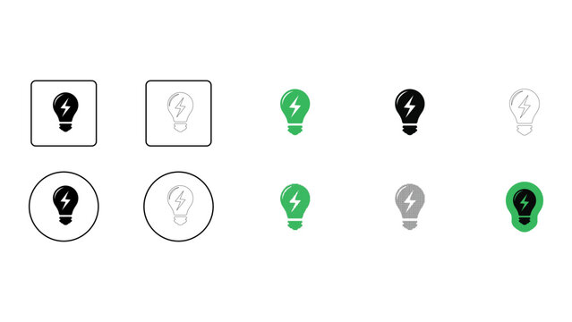 Creative idea light bulb icon bundle for innovation thinking and smart solution illustration