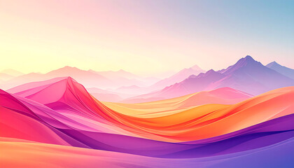 dreamy landscape with smooth, flowing color gradients. A red, orange and blue