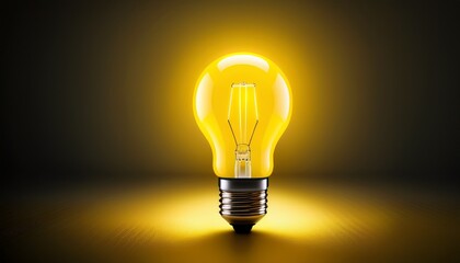 glowing yellow light bulb representing innovation and bright ideas