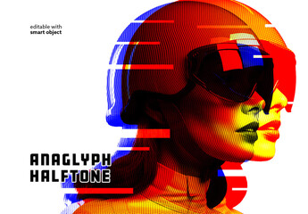 Anaglyph Halftone Photo Effect