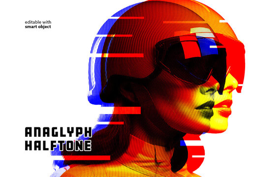 Anaglyph Halftone Photo Effect