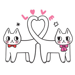 Cute Cats Forming Heart Shape With Tails.