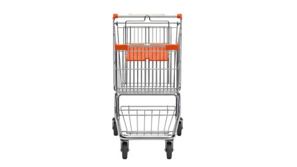 Metal shopping cart isolated PNG on transparent background, miniature grocery trolley for retail and supermarket promotional use © Luca