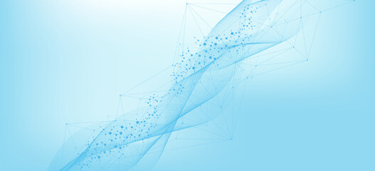 Molecular structure DNA, atom, neurons. Medical, technology, chemistry, science background. Science concept for your design. Connected lines with dots. Vector illustration.