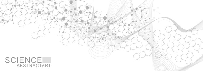 Structure molecule and communication Dna, atom, neurons. Science concept for your design. Connected lines with dots. Medical, technology, chemistry, science background. illustration.