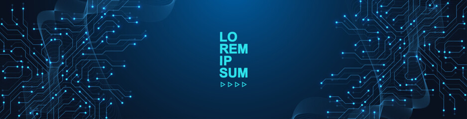 Circuit board digital abstract background. Motherboard technology texture design. AI semiconductor and computer processor on tech bg. Vector illustration