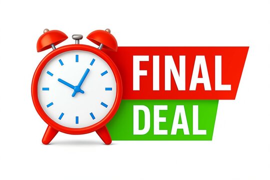 Final deal countdown with red alarm clock