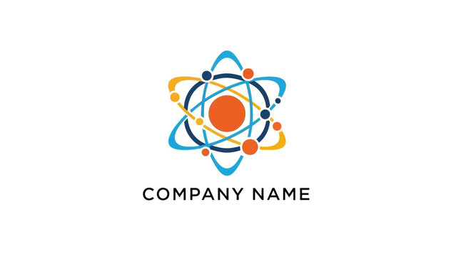 Atomic Structure Logo Design Template.