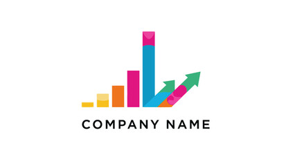 Colorful Bar Graph Logo Design Element.