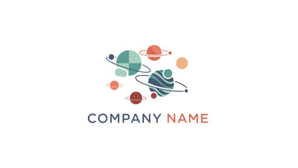 Colorful Planetary System Logo Design Concept.