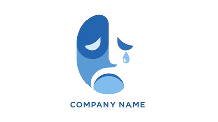 Crying Face Logo Design Illustration.