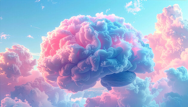 Surreal pastel cloudscape with sculpted textures and dreamy sunrise light in soft pink and purple - Powered by Adobe