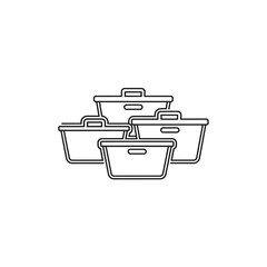 Set of shopping baskets, retail, grocery, store, online shopping, e-commerce, consumerism