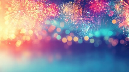 Fototapeta premium Fireworks light up the night sky in a colorful display for a celebration