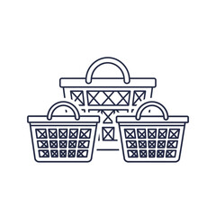 Shopping Baskets Icon Set, Outline Design, E-commerce, Retail, Purchase Concept