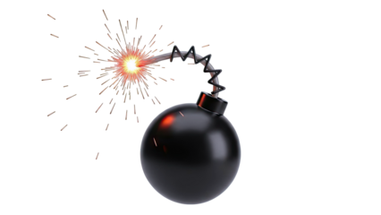 Cartoon Bomb with Exploding Fuse