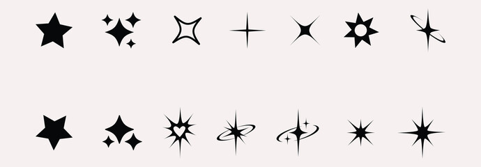 Fototapeta premium Star vector icons. star icon sparkle icon, Sparkle vector icons set Star vector icons Sparkle star icons set Stars collection. 