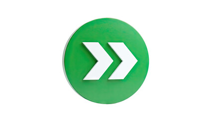 Green Circle Sign with Double White Arrows Pointing Right