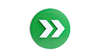 Green Circle Sign with Double White Arrows Pointing Right