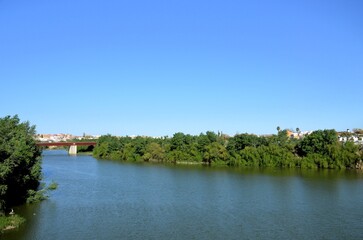 Obraz premium Floodwaters of the Guadalquivir River in Cordoba, Spain