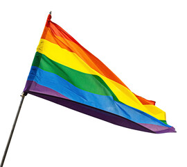 Pride rainbow flag waving on transparent background