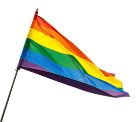 Pride rainbow flag waving on transparent background