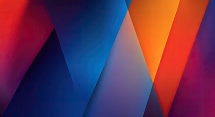 Fototapeta premium Geometric abstract of overlapping, color-blocked triangles in vibrant hues