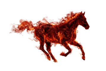 Abstract fire horse running isolated. Elemental flame creature concept.