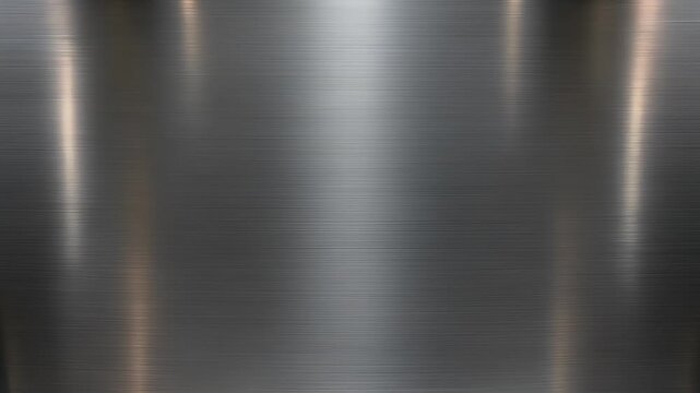 A vertical image showcasing a metallic, textured surface with subtle horizontal lines. Light reflects, producing bright vertical streaks. The overall tone is dark