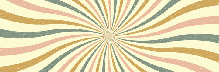 Abstract 70s starburst pattern Swirl retro background with Vintage grunge texture