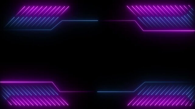 Neon Modern digital Hud frame futuristic game target borders empty sharp red lines field forming. Tech layout for title backgrounds UI overlays business corporate Presentation templates, sci-fi . 4k