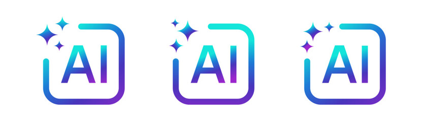Generative Ai logo set. Artificial intelligence icon symbol. Ai button vector illustration and png transparent