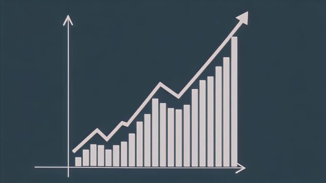 Business graph showing increase and market growth over time