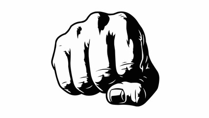 Close up of a powerful fist punching forward.