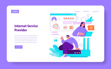 Internet Service Provider Vector Illustration with Laptops